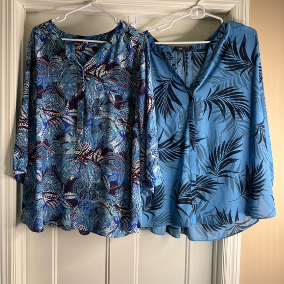 Women’s 2X NYDJ Blue Floral Blouse Bundle - Picture 1 of 16